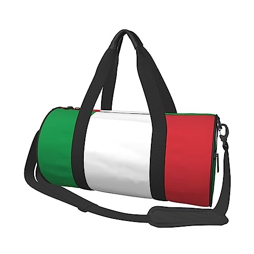 BACKZY Reisegepäcktasche mit italienischem Flaggen-Druck, rund, große Kapazität, multifunktionale Aufbewahrungstasche, Schwarz , Einheitsgröße von BACKZY