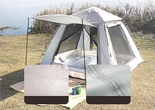 Mehrpersonen-Campingzelt, Outdoor-Zelt, einfach aufzubauende Markise, geeignet for Camping, Strand, Rucksackreisen, Wandern (Color : Green Small+Mat X1, Size : for 2-8 People) von BADALO