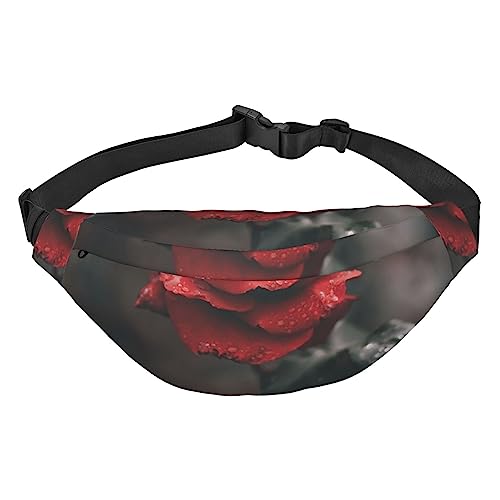 Romantische Rose Blume Gedruckt Gürteltasche Hüfttasche Crossbody Hüfttasche Pack Bauchtasche, Schwarz , Einheitsgröße von BAFAFA