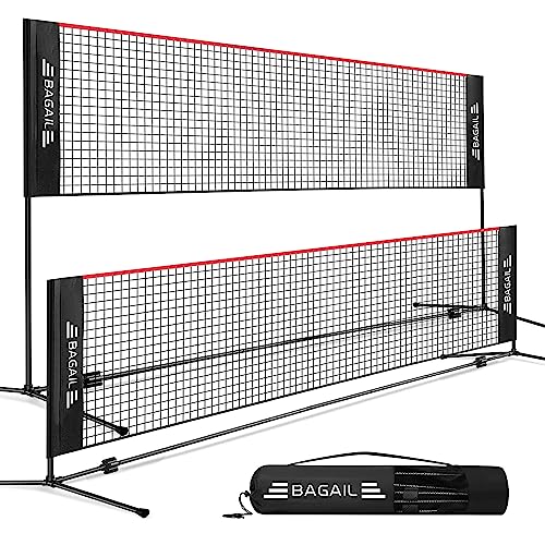 BAGAIL Badmintonnetz, faltbares Nylonnetz, höhenverstellbarer Ständer und Tragetasche, leicht auf- und abbaubar, Ideales Sportnetz für Tennis, Badminton oder Volleyball von BAGAIL