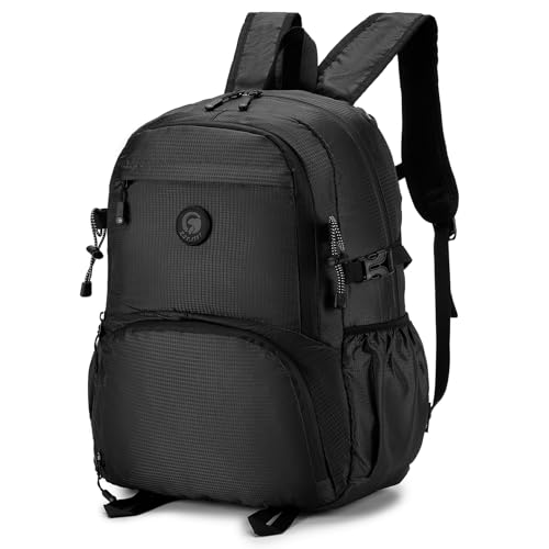 BAGZY Rucksack Handgepäck 45x36x20 easyJet, Faltbarer Trekkingrucksacke Klein Reiserucksack Rucksack Leicht Kabinentasche Outdoor Daypack Reisetasche für College Camping Wandern Reisen, Schwarz von BAGZY