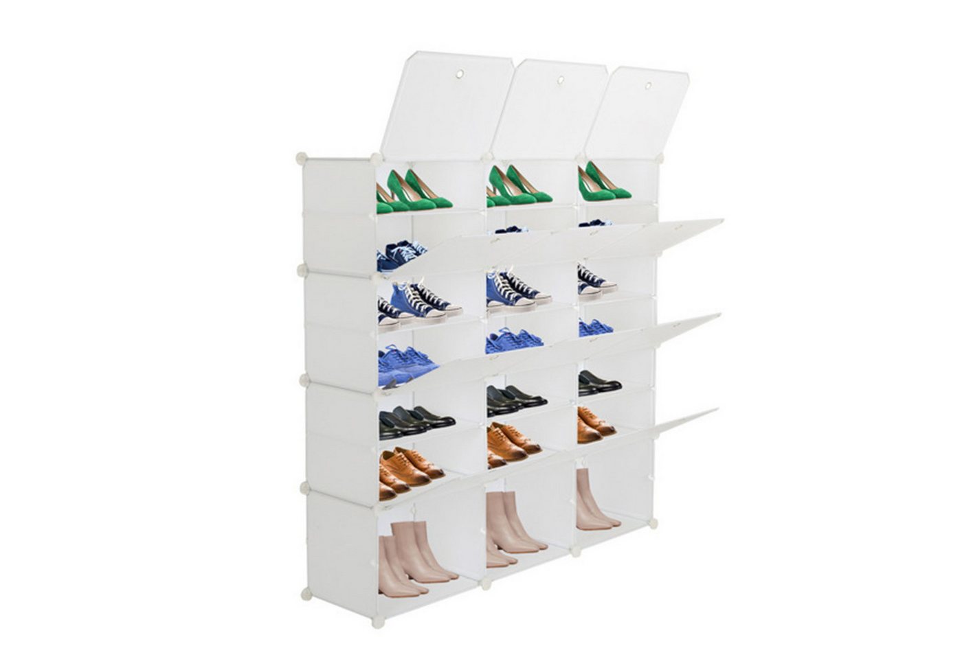 Loywe Schuhbox Schuhschrank mit 12 Fächern, Aufbewahrungsbox für Schuhe (set, Würfelregal mit Tür), für Schlafzimmer, Flur, Eingang 120 x 30 x 120 cm von Loywe