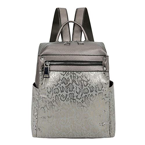 BAIAA Damenmode Rucksack, Einzigartige Lychee Muster-Straße Tasche, Hochwertige PU-Leder, Vorzügliche Kunstfertigkeit Entwurf, Großvolumige Rucksack (Grey) von BAIAA