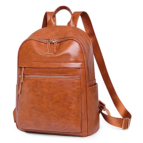 BAIGIO 2in1 Rucksack Damen Elegant Schulrucksack Reiserucksack Mittelgroß Schule Laptop Tasche PU Leder Cityrucksack Women Backpack Travel School Daypack Damenrucksack Damentasche, Braun von BAIGIO