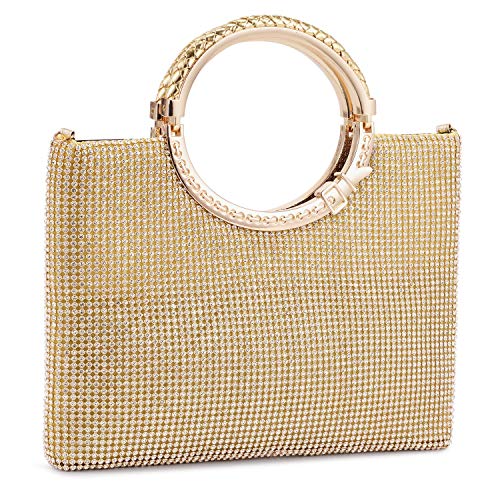 BAIGIO Handtasche Damen Abentasche Clutch Tasche Glitter Elegant Schultertasche mit Strass Gold Handtasche für Party Hochzeit von BAIGIO