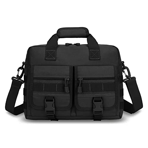 BAIGIO Taktische Laptop Aktentasche Herren Militär Umhängetasche MOLLE Notebook Handtasche für Geschäftsreisen Outdoor Sport Schwarz von BAIGIO
