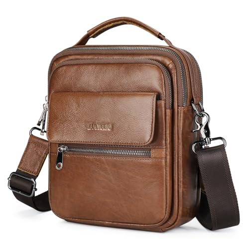 BAIGIO Umhängetasche Herren Klein Leder Herrentasche Vintage Schultertasche Handtasche Männer Tasche Ledertasche Männertasche Crossbody Bag für Arbeit Business Tägliches Leben Reise von BAIGIO