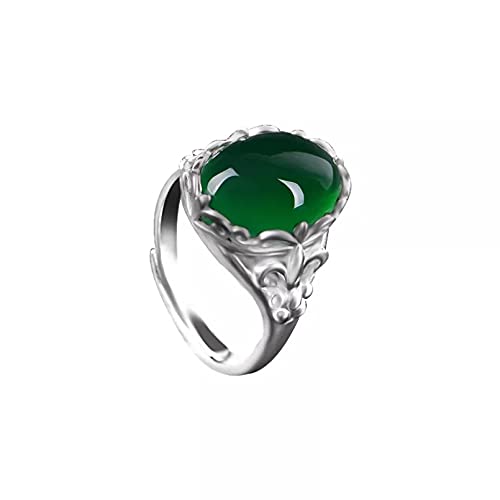BAJIE Ehering 925 Silber Damen Farbschmuck Smaragd Ring Grüner Topas Achat Smaragd Jade Edelstein Ring Mit Box von BAJIE
