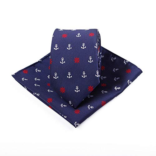 BAJIE Herren Krawatte Blau Jacquard Weave Krawatte Set 6,5 cm Anker Krawatte Gravata Einstecktuch Einstecktuch Fliege Anzug Für Hochzeit von BAJIE