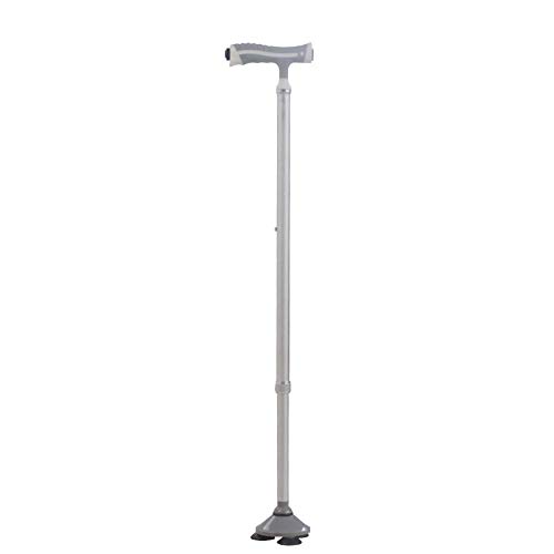 Gehstock Alter Mann Aluminiumlegierung DREI Fuß Krücken mit Lichtern Rutschfester Gehstock Höhenverstellbarer Gehhilfenkorb für ältere Menschen von BAKIWAN