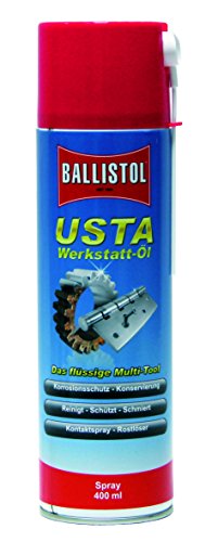 BALLISTOL 22960 Werkstatt-Öl USTA 400ml Spray – Reinigung, Schmierung, Rostschutz – Kontaktspray, Rostlöser von BALLISTOL