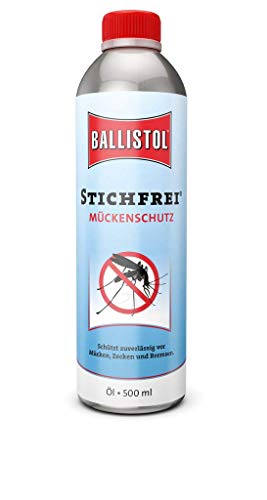 BALLISTOL 26710 Stichfrei Mückenschutz 500ml Flasche Anti-Insekten-Öl – 8h Schutz vor Bremsen, Fliegen, Zecken, Moskitos von BALLISTOL