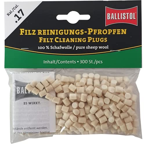 BALLISTOL Unisex – Erwachsene 23185 Filzreinigungspfropfen, neutral, Kaliber .17/4,5 mm-300 Stück von BALLISTOL