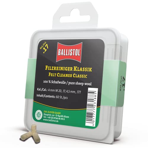 BALLISTOL Unisex – Erwachsene 23188 Filzreiniger, neutral, Kaliber .17/4,5 mm-60 Stück von BALLISTOL