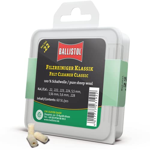 BALLISTOL Unisex – Erwachsene 23192 Filzreiniger Klassik, Kal.22 St¸ck, neutral, Kaliber .22/5,56 mm-60 Stück von BALLISTOL