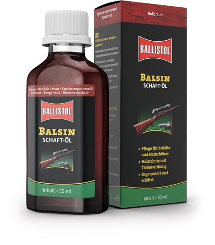 BALLISTOL Unisex – Erwachsene Waffenpflege Balsin Schaftöl Flasche, Rot/Braun, 12 Stück von BALLISTOL