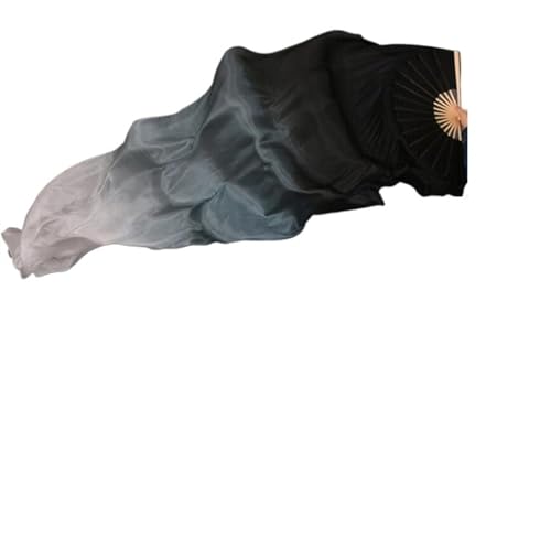 BANGHA SchleierfäCher,FäCherschleier 180 cm Langer Fächerschleier aus Seide for den orientalischen Tanz, Paare aus schwarz-weißer Tanzseide (Color : 02, Size : 120X90CM) von BANGHA