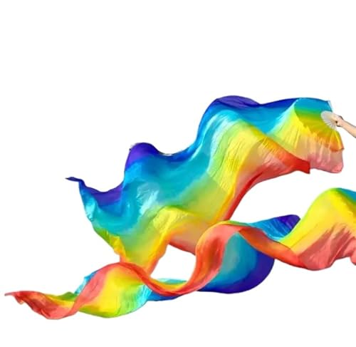 BANGHA SchleierfäCher,FäCherschleier 180 cm Langer Fächerschleier aus Seide for den orientalischen Tanz, Paare aus schwarz-weißer Tanzseide (Color : 04, Size : 120X90CM) von BANGHA