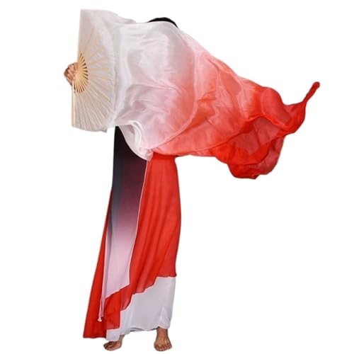 BANGHA SchleierfäCher,FäCherschleier 180 cm Langer Fächerschleier aus Seide for den orientalischen Tanz, Paare aus schwarz-weißer Tanzseide (Color : 07, Size : 120X90CM) von BANGHA