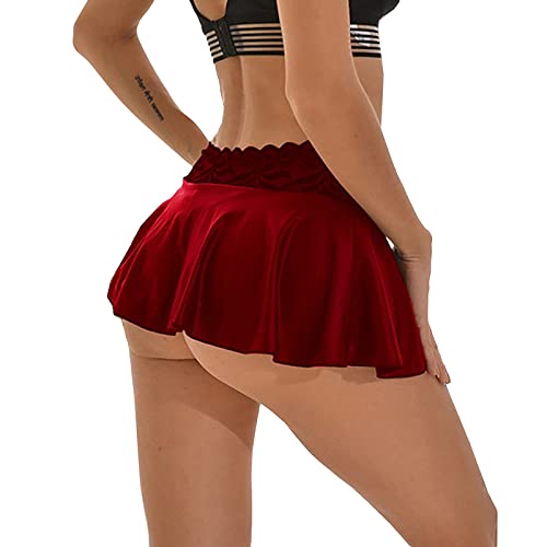 BANLUX Damenrock - Ultra Mini Sexy Frauen Rock Lässig Über Dem Knie Kurz Sommer Herbst Mode Tanz Dame Party Club Wear,Red Wine,XL von BANLUX
