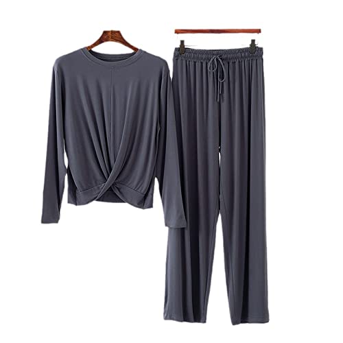 BANLUX Womens Pajamas Set - Elegant Autumn Clothes Women Modal O-Neck Night Suits for Women 2 Piece Set Long Sleeve Sleepwear M-XXL Large Size Lounge Set,Style C,M von BANLUX