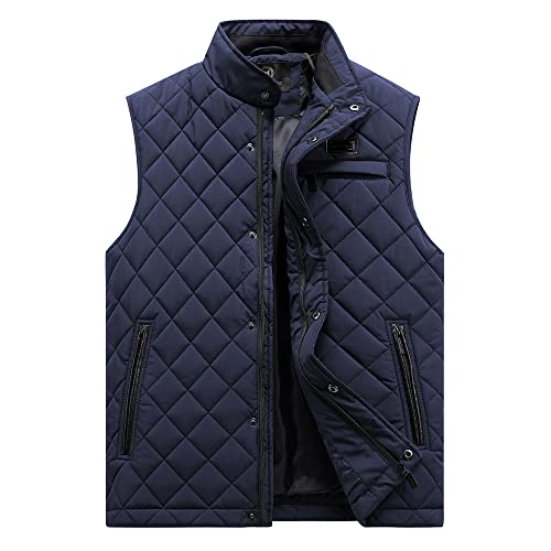 Daunenweste Für Herren - Männer Frühling Business Casual Warm wasserdichte Tasche Weste Männer Herbst Outfits Ärmellose Manteljacke Weste Männlich, Blau, 4XL von BANLUX