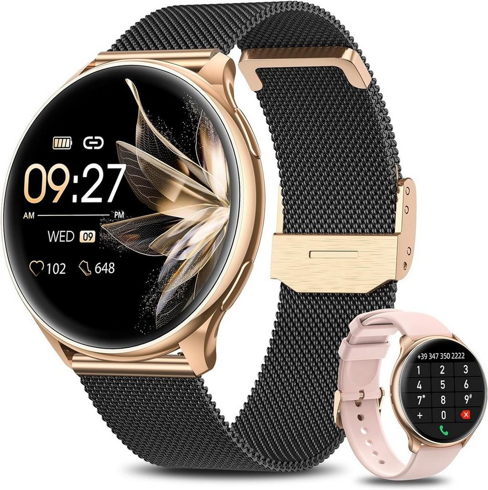BANLVS Smartwatch (1,32 Zoll, Android, iOS), Damen Always-On-Display IP68 Wasserdichter Armbanduhr mit Herzfrequenz von BANLVS