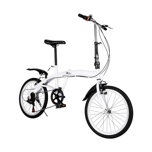 BAOCHADA 20 Zoll Faltrad Fahrrad, 6 Gang Klappfahrrad Kinder&Erwachsene, Klappfahrräder Folding Fahrrad, Tragbar Fahrrad City Bike Bremssattel Haltebremse für Sport Outdoor Radfahren, Weiß von BAOCHADA