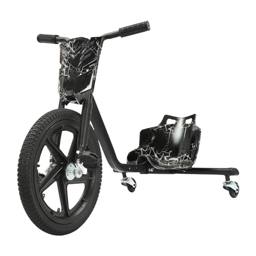 BAOCHADA Drifting Scooter Kinder Drift Dreirad 16 Zoll, Kinder Scooter mit Sattel, Einstellbare Dreirädriges Fahrrad Drift Trike mit Lichtern Hinterrad für ab 6 Jahren Kinder (100KG) von BAOCHADA