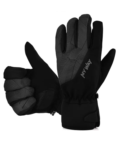 Fahrradhandschuhe Winter [Mit 3M Thinsulate Insulation], Fahrrad Handschuhe Herren Damen, Ski Handschuhe Wasserdicht Touch Screen Anti-Rutsch Full Finger Handschuhe für Laufen, Fahren, Radfahren von BAONUOR