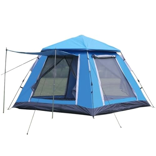 Zelt aufblasbar Automatisches, Schnell Zu Öffnendes Federzelt for Den Außenbereich, Doppelschichtzelt for 4–5 Personen, Outdoor-Bergcampingzelt Camping Tent (Color : Blue, Size : A) von BAOSHUPINGY