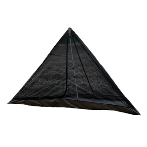 Zelt aufblasbar Heißes Zelt Im Freien, Indische Pyramide, Oxford-Stoffzelt, Mehrpersonen-Camping, Regensicheres Holzofenzelt Camping Tent (Color : Black, Size : A) von BAOSHUPINGY