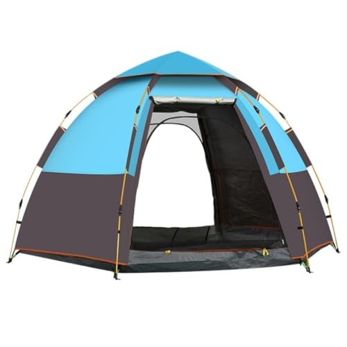 Zelt aufblasbar Im Freien Verdicktes Strand-Sonnenschutzcamping for 5 Bis 6 Personen, Schnell Zu Öffnendes Doppellagiges Sechseckiges Campingzelt Camping Tent (Color : Blue, Size : A) von BAOSHUPINGY