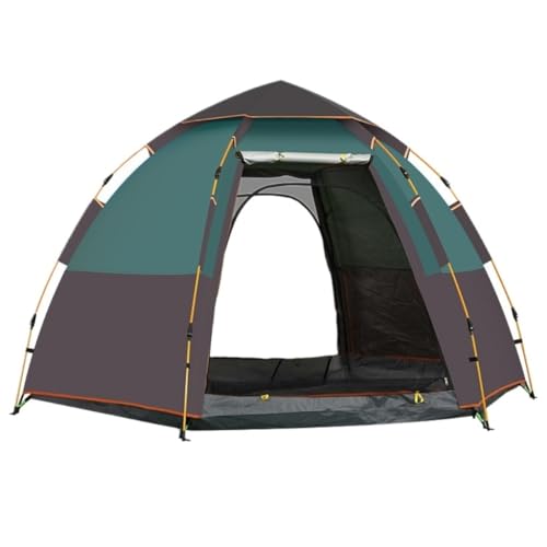 Zelt aufblasbar Im Freien Verdicktes Strand-Sonnenschutzcamping for 5 Bis 6 Personen, Schnell Zu Öffnendes Doppellagiges Sechseckiges Campingzelt Camping Tent (Color : Green, Size : A) von BAOSHUPINGY