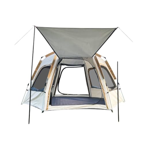 Zelt aufblasbar Vollautomatisches, Schnell Zu Öffnendes Campingzelt, Regen- Und Mückensicheres Sechseckiges Zelt Mit Vierseitigem Netzzelt Camping Tent (Color : White, Size : A) von BAOSHUPINGY