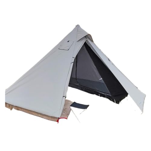 Zelt aufblasbar Wasserdichtes Camping-Doppelschicht-Zelt-Set for Den Außenbereich, Einzelner Holzofen, Pyramiden-Kaminzelt, Campingzelt Camping Tent (Color : White, Size : A) von BAOSHUPINGY