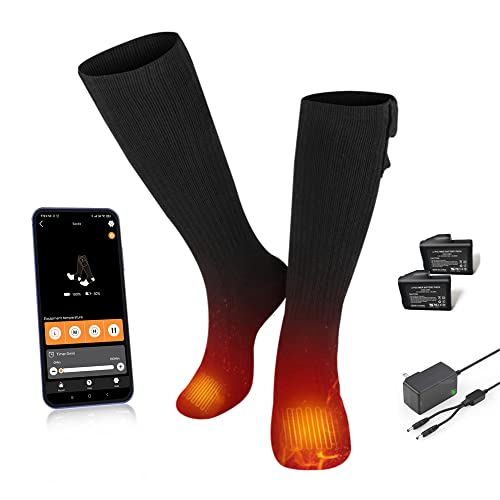 BARCHI Heat Ed-Socken für Männer und Frauen,mit App-Steuerung,wiederaufladbare,beheizte Socken,waschbar,geeignet für Winterarbeit,Skifahren,Radfahren,Wandern usw von BARCHI HEAT
