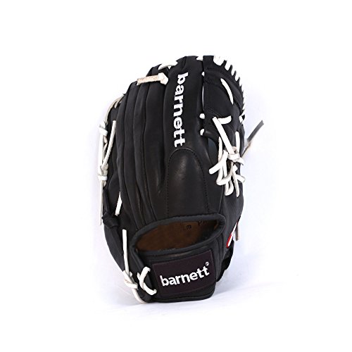 GL-125 REG schwarz Baseball Handschuh, Echtleder, Wettkampf, Outfield & Softball Gr 12,5 (für Rechtshänder, Wird an der linken Hand getragen) von BARNETT