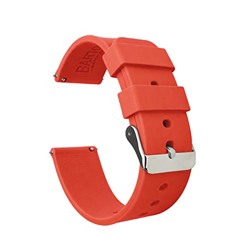 BARTON WATCH BANDS Silikon Schnellverschluß.- Wählen Sie Farbe & Breite (16mm, 18mm, 20mm or 22mm) Roarange 20mm Uhren Armband von BARTON WATCH BANDS