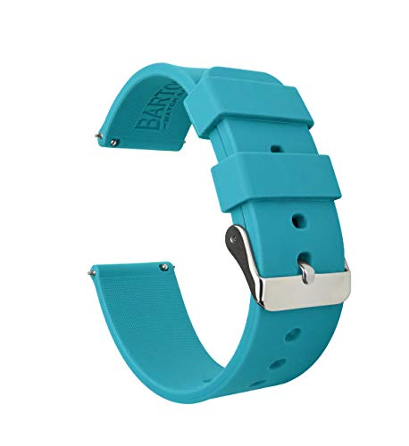 BARTON WATCH BANDS Silikon Schnellverschluß.- Wählen Sie Farbe & Breite (16mm, 18mm, 20mm or 22mm) aquamarinblau 16mm Uhren armband von BARTON WATCH BANDS