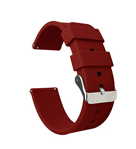 BARTON WATCH BANDS Silikon Schnellverschluß.- Wählen Sie Farbe & Breite (16mm, 18mm, 20mm or 22mm) karmesinrot 16mm Uhren armband von BARTON WATCH BANDS