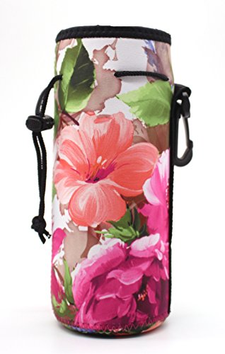 BASELIFE Tragetasche für Wasserflasche, isoliertes Neopren, Schutzhülle ideal für Edelstahl- und Kunststoffflaschen, 0,6 l oder 0,75 l (Blumenmuster) von BASELIFE