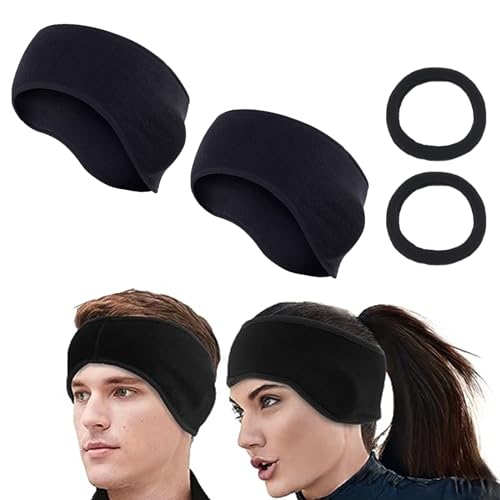 Winter Stirnband Sport für Damen Herren,Kopfband Warm,Fleece Stirnband,Sport Ohrenschützer,Warm Headband,Dehnbar Sport Ohrenschützer für Jogging/Laufen/Wandern/Fahrrad/Motorrad Fahren,Schwarz, 2PC von BASTOUR