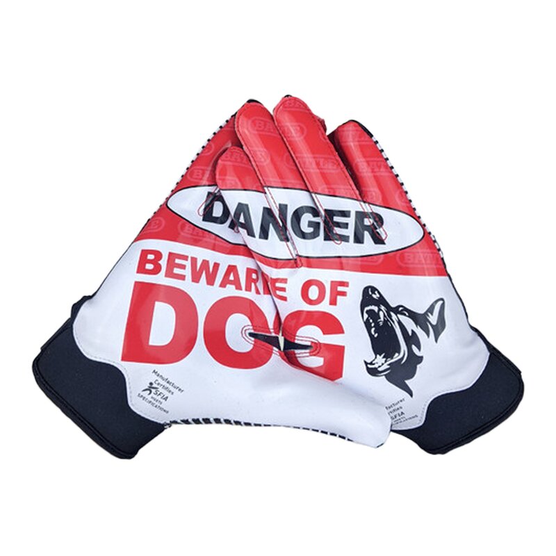 BATTLE DOOM 1.0 Wide Receiver Handschuhe - Beware of Dog Gr.S von BATTLE