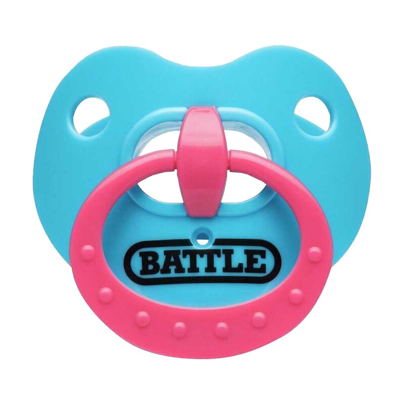 BATTLE Oxygen Football Mundstück mit Lippenschild Limited Edition Binky hellblau-rosa von BATTLE