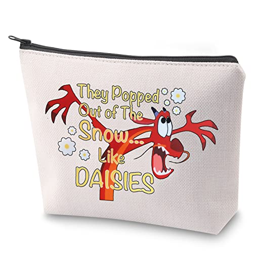 BAUNA Dragon Make-up-Tasche They Like Daisies Mulan Mushu Make-up-Tasche mit Reißverschluss, Motivation, Gänseblümchen von BAUNA