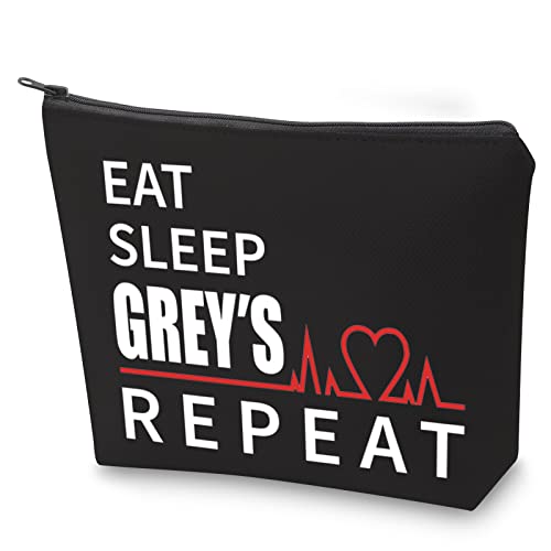 BAUNA Grey's Fans Geschenk Eat Sleep Grey's Repeat Make-up Tasche Reißverschluss Tasche TV Show Kosmetiktasche Geschenk, Bl Grey's von BAUNA