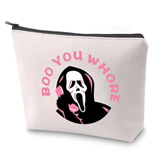BAUNA Scream Ghost Kosmetiktasche "Boo You Whore" mit Reißverschluss, Horror-Film-Liebhaber, Make-up-Tasche, Geschenk für Halloween oder Party, Boo You Whore von BAUNA