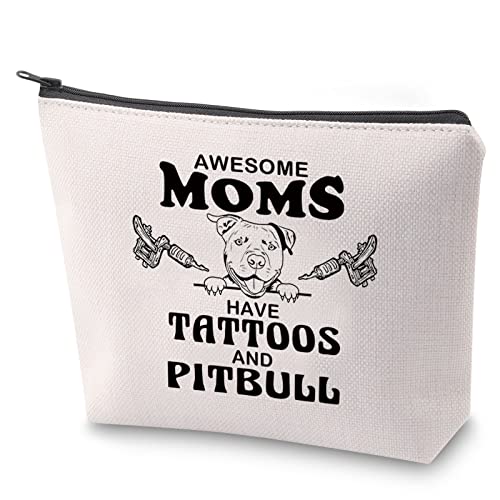 Muttertagsgeschenk für Pitbull Mama Survival Kit Awesome Moms Have Tattoos and Pitbull Mom Kosmetiktasche Pit Bulldogge Liebhaber Besitzer Geschenk, Tattoos Pitbull, Nein von BAUNA