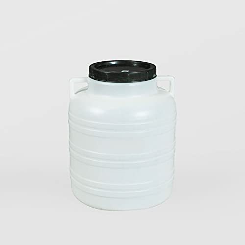 BAUPROFI Weithals-Fass 40 Liter weiß/transparent Öffnung 19 cm mit Deckel und Griffen (lebensmittelecht) von BAUPROFI